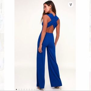 Lulu’s Royal Blue Backless Jumpsuit